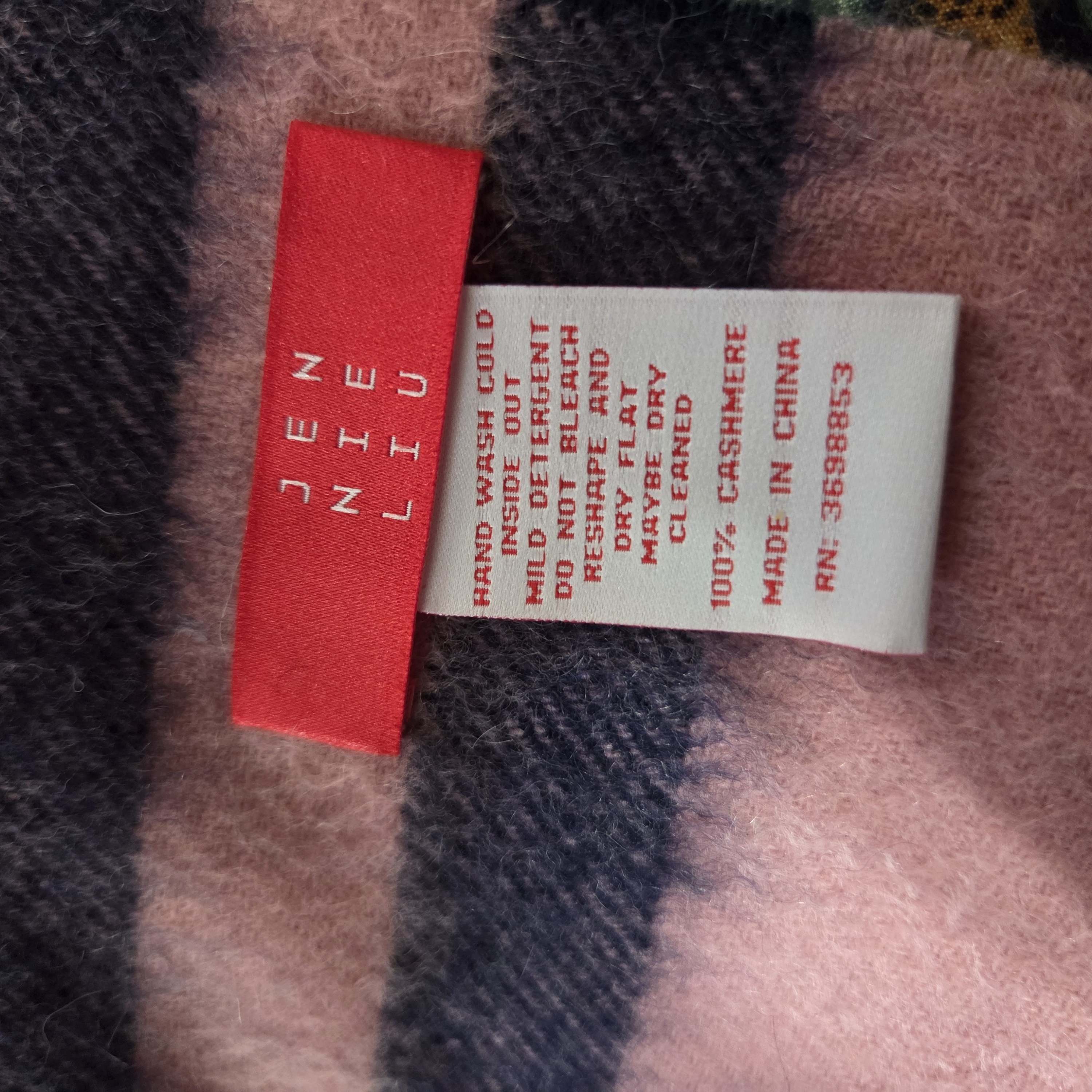 Jennie Liu Pink And Gray Cashmere Scarf